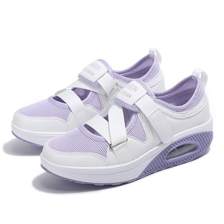 Damen nan stabilisierender Komfort-Sneaker mit luftgepolsterter Keilsohle und Klett-Riemenverschluss Echo Archiv