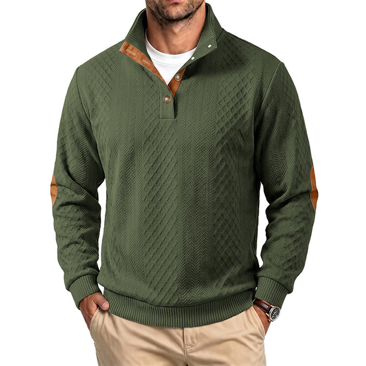Herren Feinstrukturierter Troyer-Pullover mit Kragenbesatz und Ellbogen-Patches – Norvane
