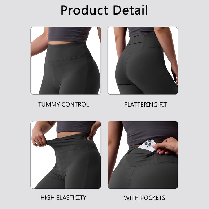 Damen High-Waist Bootcut-Yogahose mit formender Rückenpasse und weitem Bein – Avélisse
