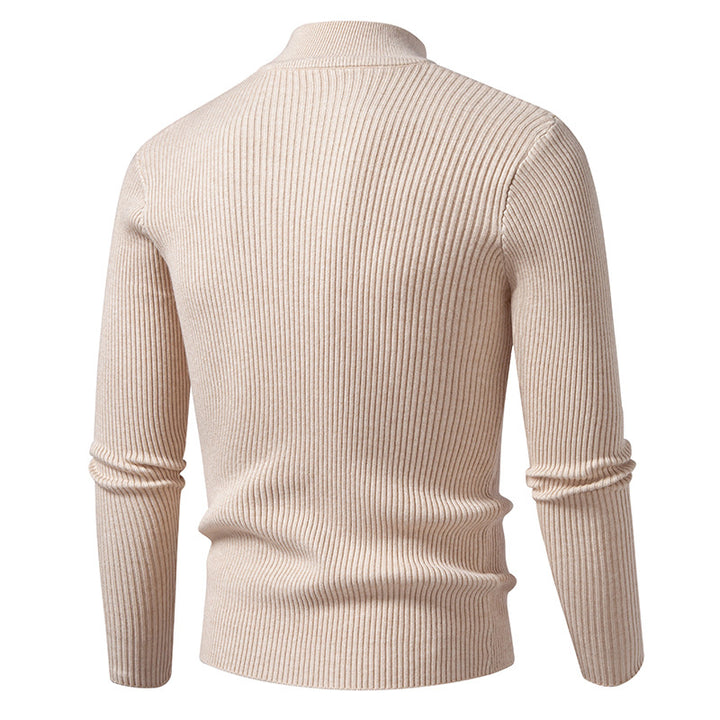Herren Rippstrick-Mockneck-Pullover schmaler Schnitt thermischer Feinstrick Echo Archiv