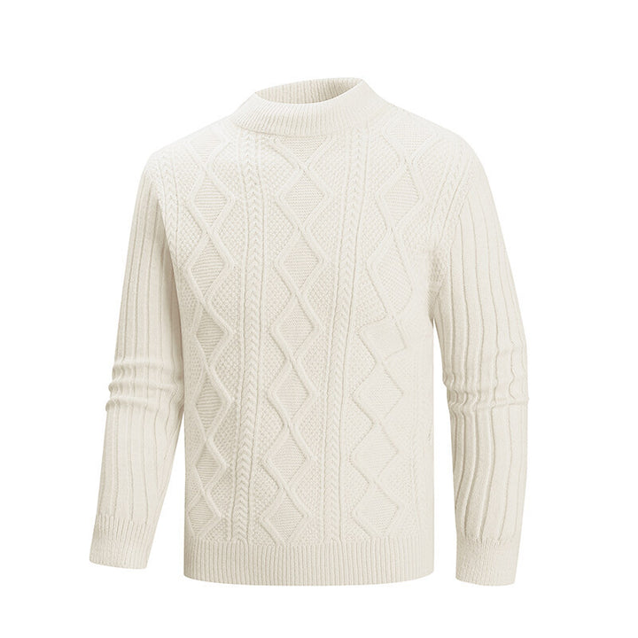 Herren Kabelstrick-Mockneck-Pullover aus feinem Wollmix mit Zopfmuster Echo Archiv