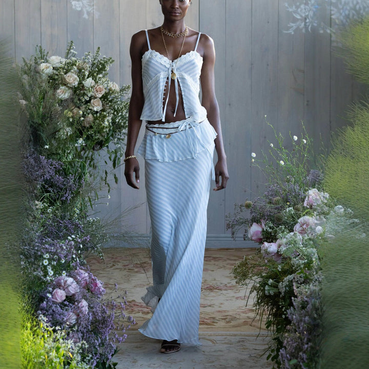 Damen Elegantes Etuikleid mit Rüschen und transparenten Einsätzen Echo Archiv