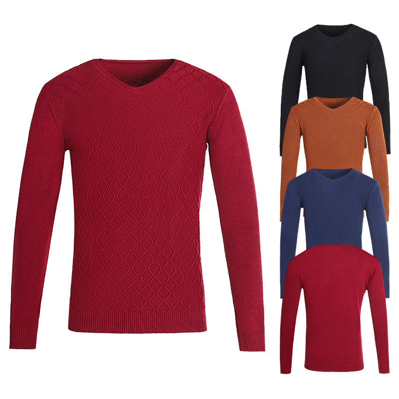 Herren V-Ausschnitt Pullover mit Strukturmuster Echoarchiv