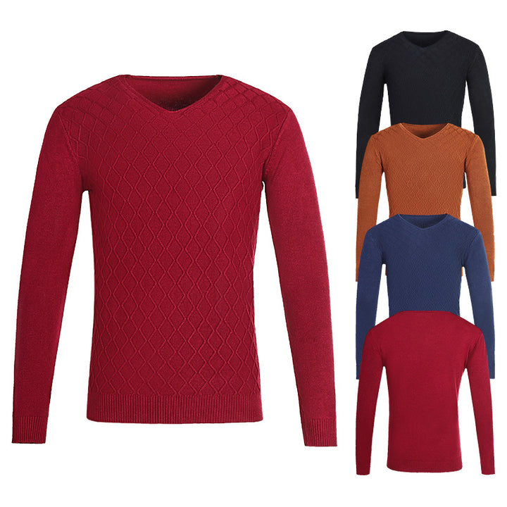 Herren V-Ausschnitt Pullover mit Strukturmuster Echoarchiv