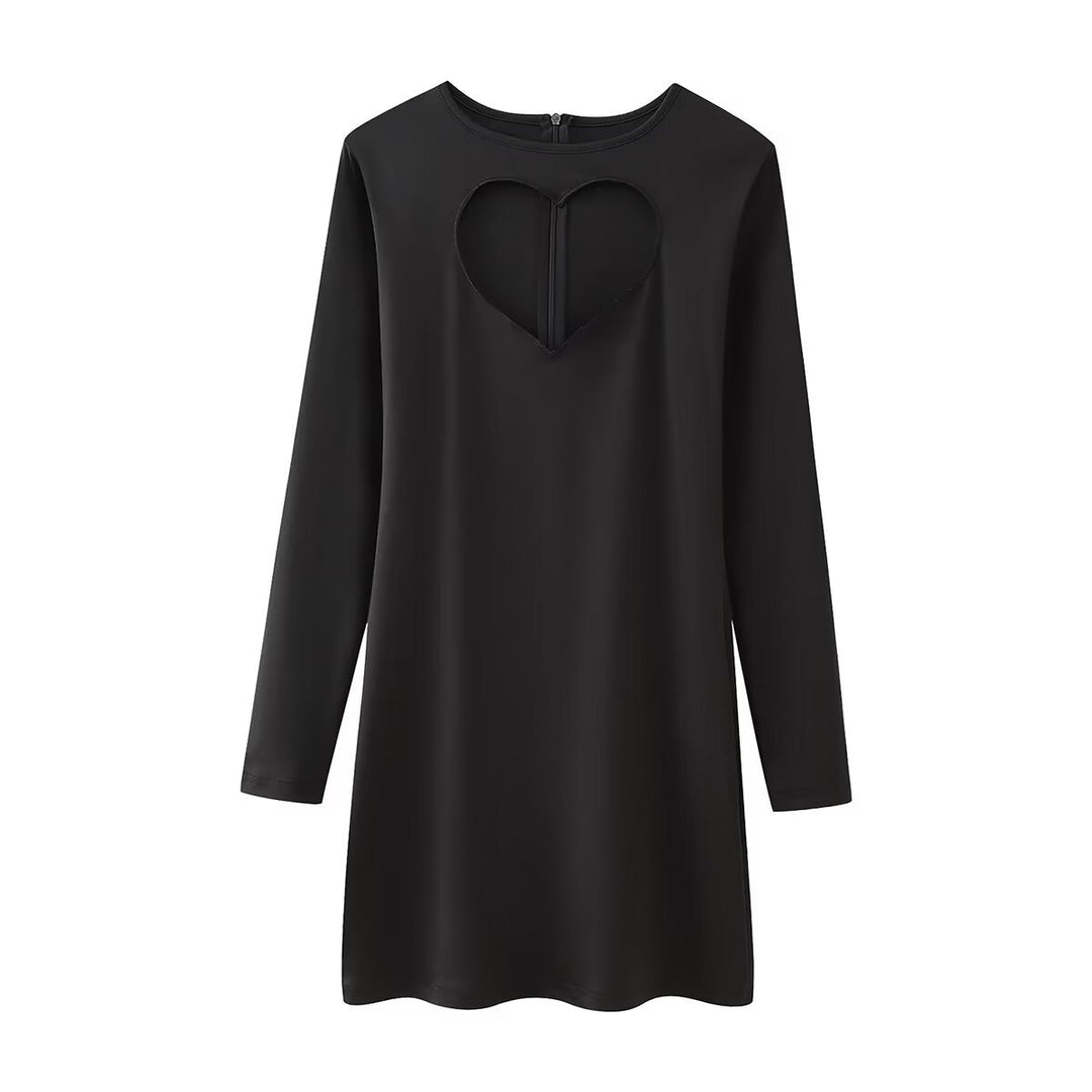 Damen schlichtes A-Linien Minikleid mit langen Ärmeln und verdecktem Rückenreißverschluss – Élara
