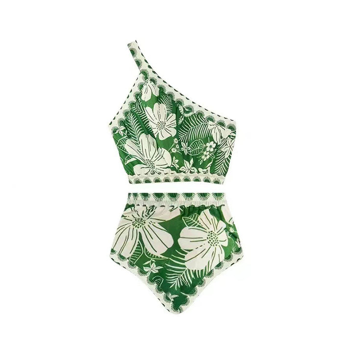 Damen Bikini-Set mit asymmetrischem Oberteil und floralen Details Echo Archiv
