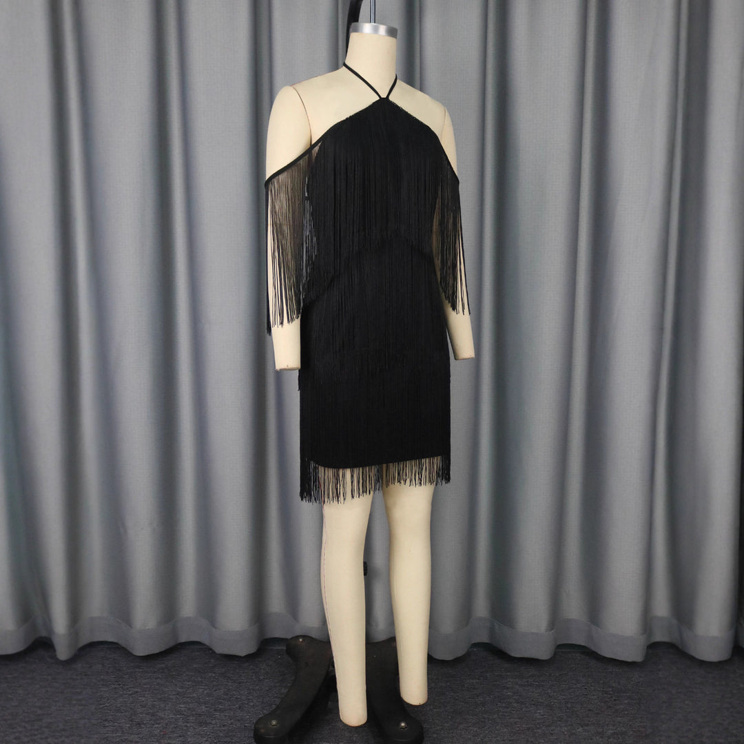 Damen Fransen Cocktailkleid mit trägerlosem Design Echo Archiv