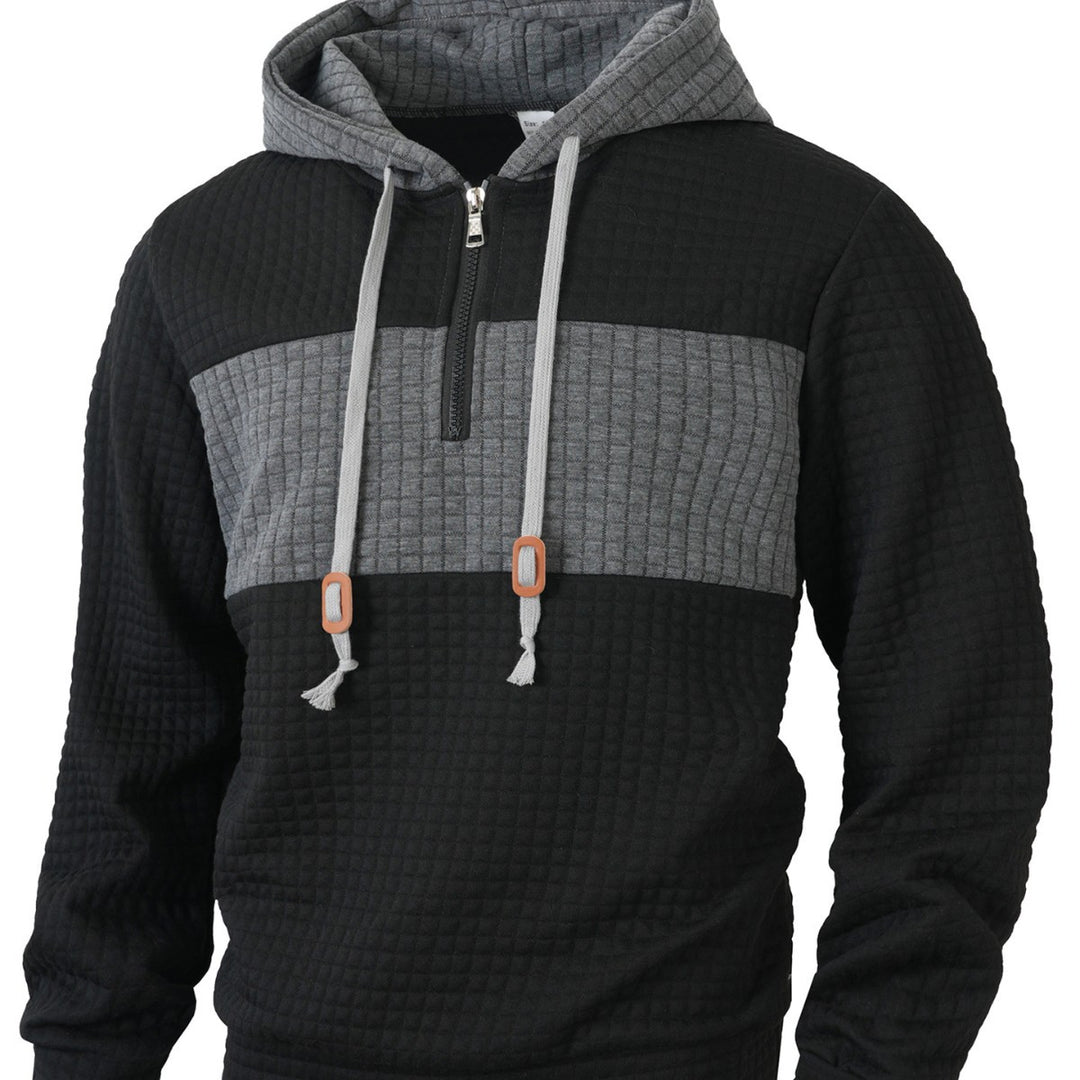 Herren Hoodie mit 1/4-Reißverschluss und strukturiertem Design Echoarchiv