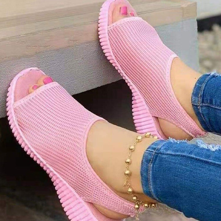 Damen nan atmungsaktive Netzstoff-Sandalen mit offener Zehenpartie und flexibler Fersenlasche Echo Archiv