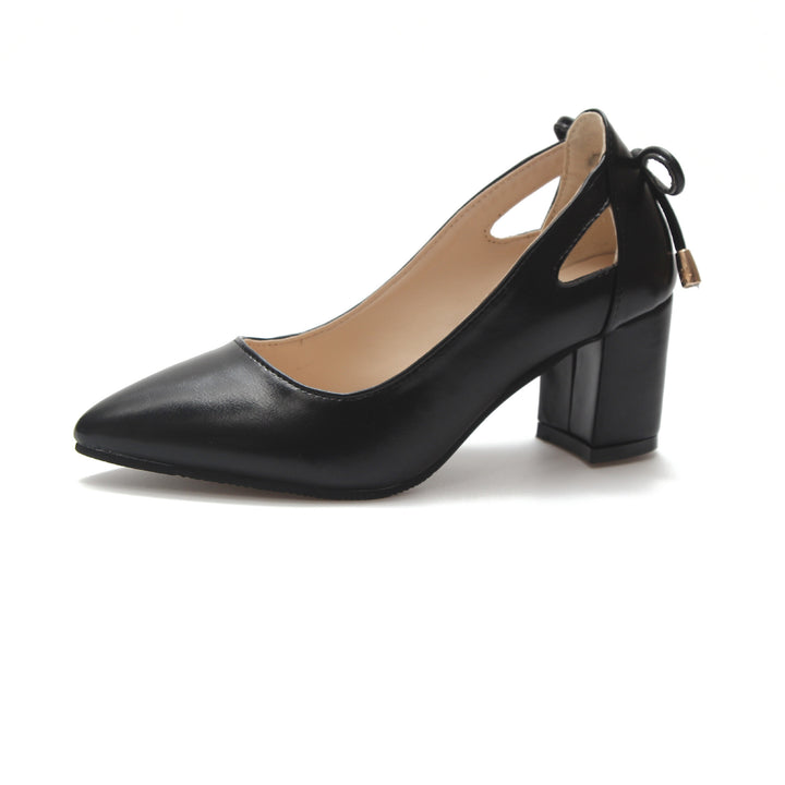 Damen nan spitze Pumps mit seitlichen Cut-Outs, Fersenband mit Zierkordel und massivem Blockabsatz Echo Archiv