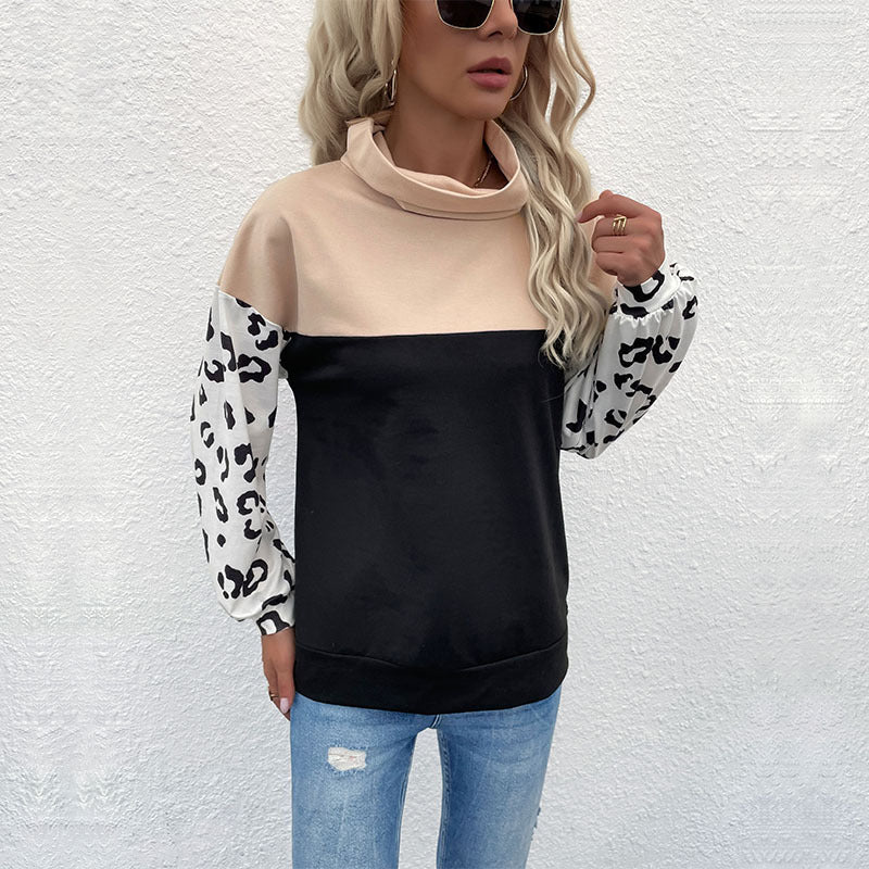 Damen Oversize-Pullover mit Schalkragen, Colourblock und Ballonärmeln Echoarchiv