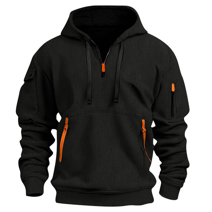 Herren Freizeit-Hoodie mit Kängurutasche und Zwei-Wege-Reißverschluss Echoarchiv
