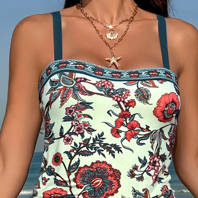 Damen Tankini-Set mit floralen Akzenten und unterstützendem Schnitt Echo Archiv