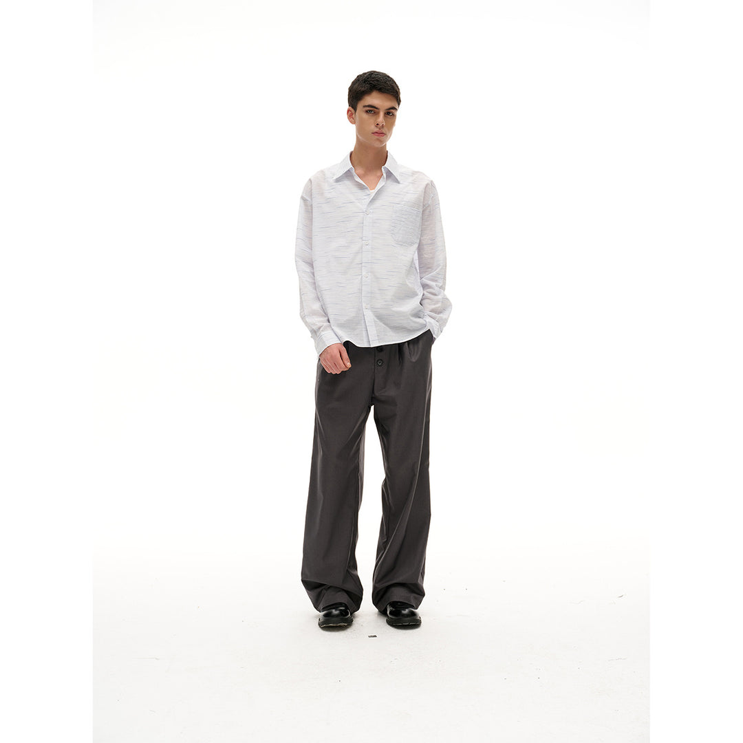 Unisex Weit geschnittenes Oversize-Hemd aus leichter Baumwollmischung mit Kentkragen und Brusttasche Echoarchiv