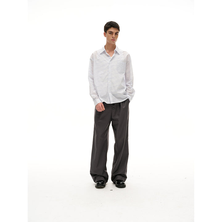 Unisex Weit geschnittenes Oversize-Hemd aus leichter Baumwollmischung mit Kentkragen und Brusttasche Echoarchiv