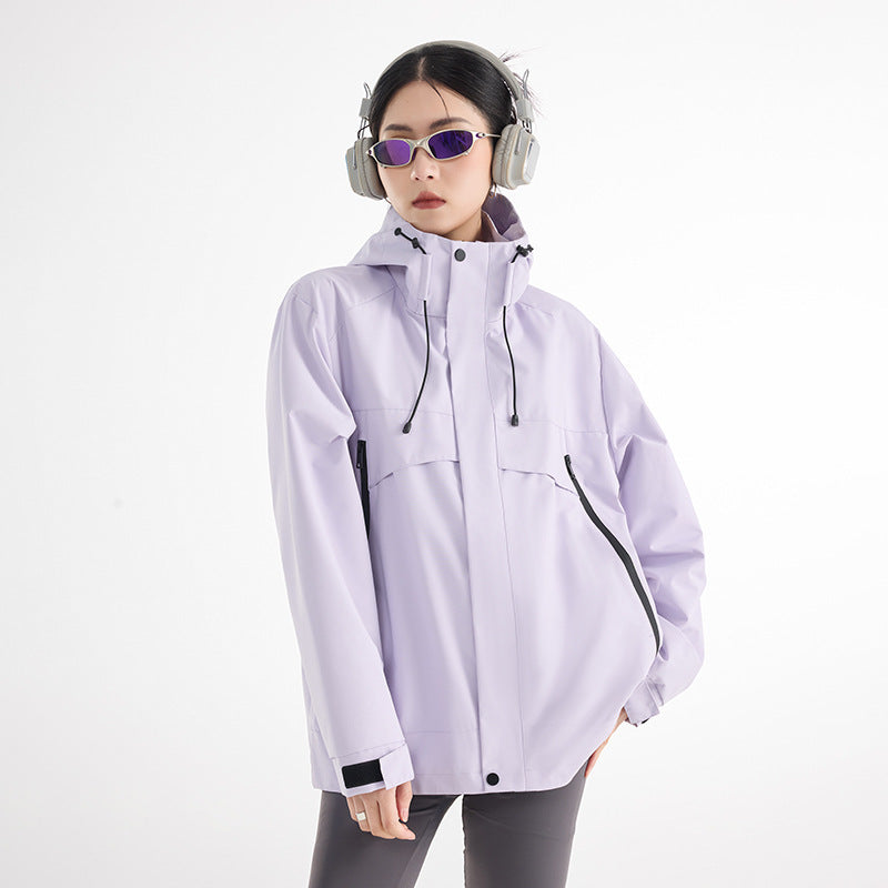 Damen technische wasserdichte Oversize-Parka mit Kapuze und verdeckten Reißverschlusstaschen Echoarchiv