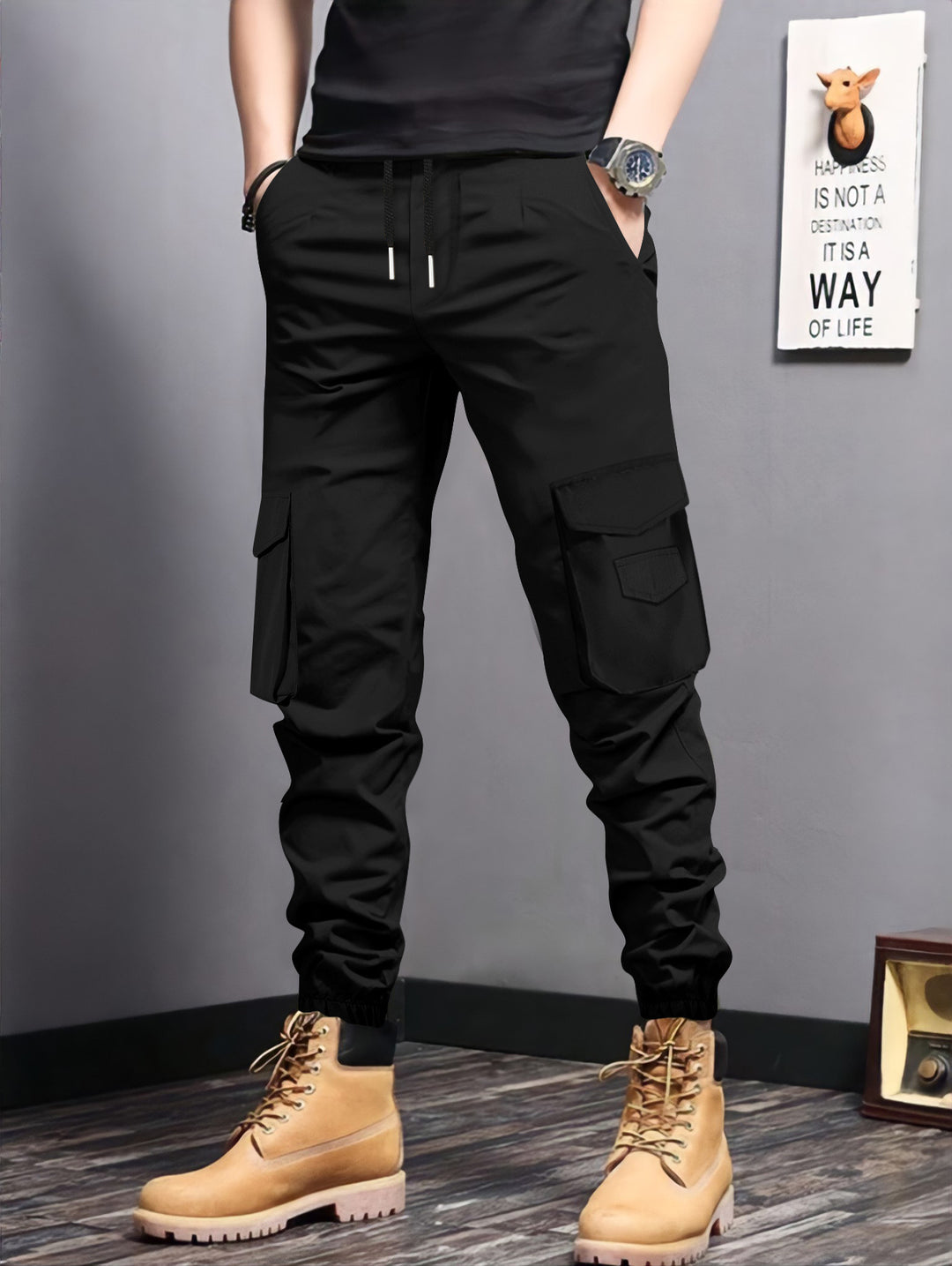 Herren Cargo-Jogginghose mit seitlichen Taschen und elastischem Bund Echoarchiv