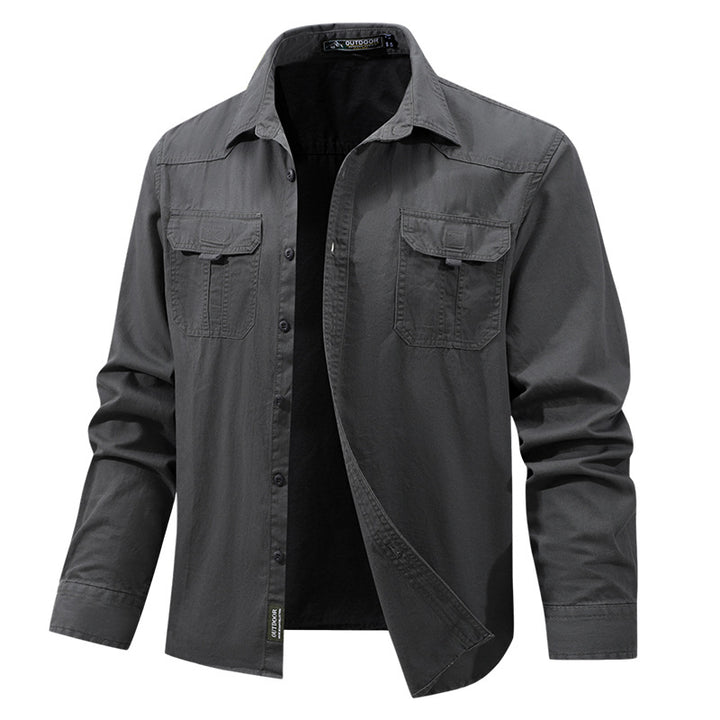Herren nan leichtes Travel-Hemdjacke mit verdeckter Knopfleiste, aufgesetzten Klappbrusttaschen und knitterarmem Baumwoll-Stretch Echo Archiv