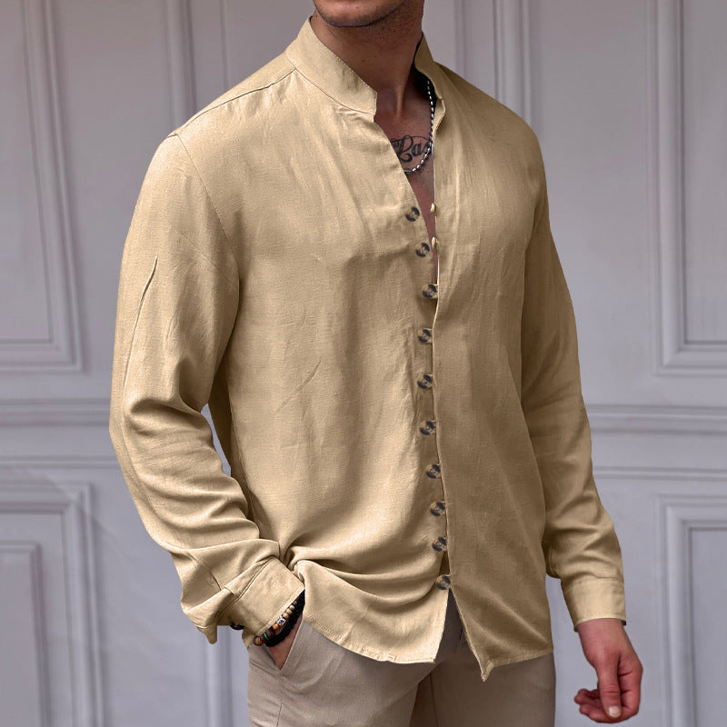 Herren modisches Langarmhemd mit Knopfdetails Echoarchiv