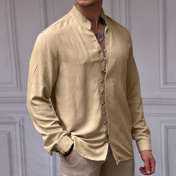 Herren modisches Langarmhemd mit Knopfdetails Echoarchiv