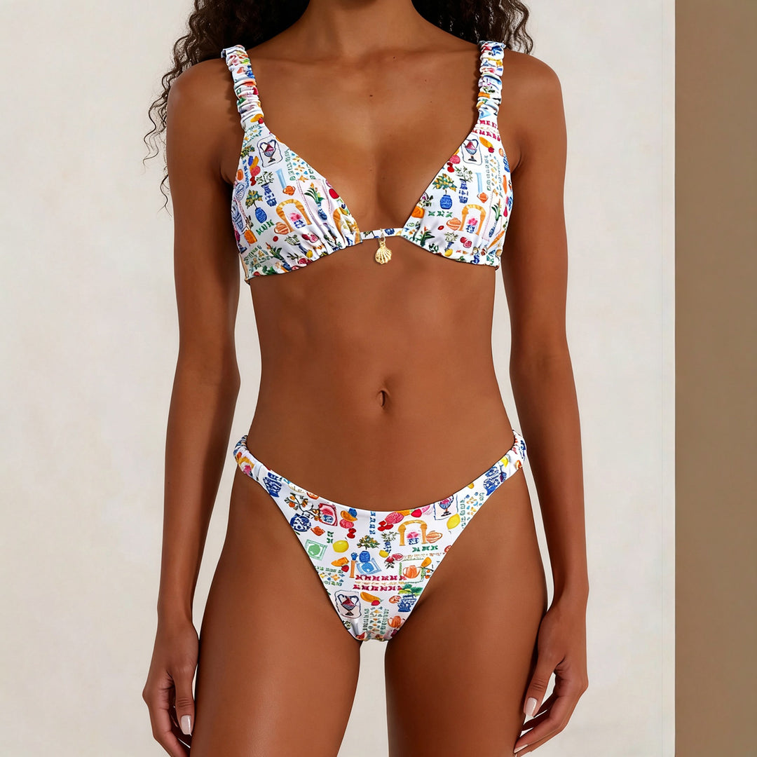 Damen Triangel-Bikini mit dekorativen Rüschen Echo Archiv