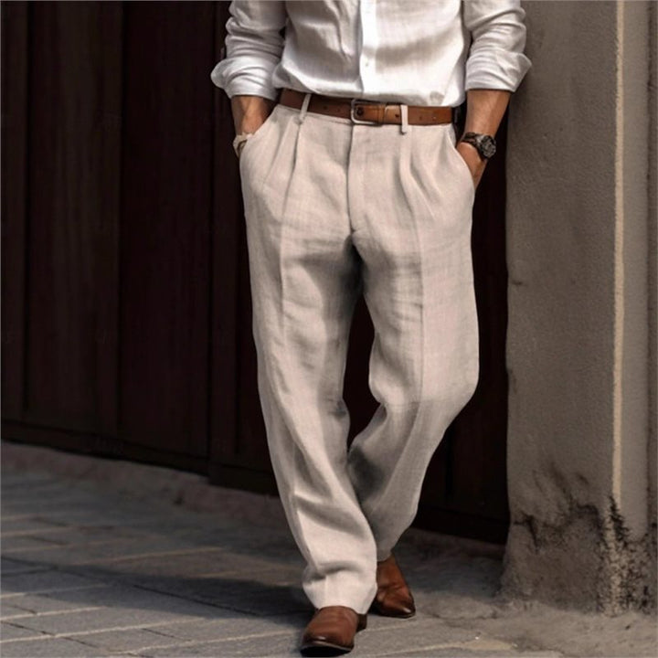 Herren elegante Leinenhose mit lockerer Passform und praktischen Taschen Echoarchiv