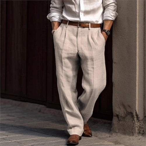 Herren elegante Leinenhose mit lockerer Passform und praktischen Taschen Echoarchiv