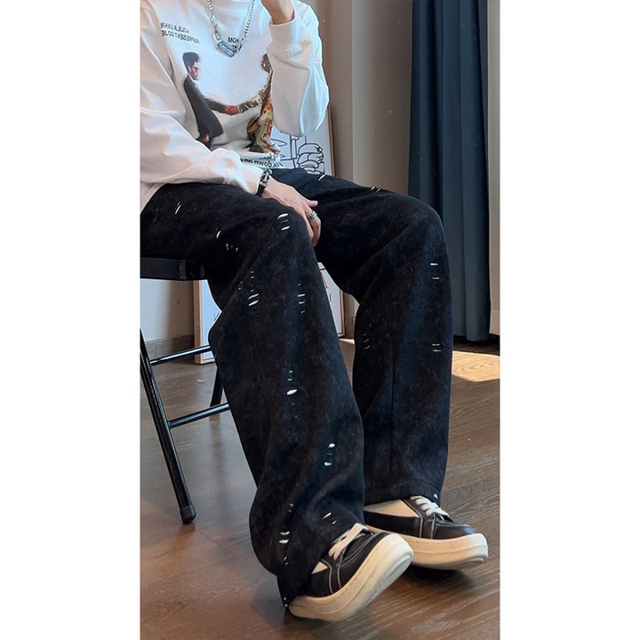 Herren Oversized Cordhose mit Distressed‑Details, weitem Bein und Tunnelzug Echo Archiv