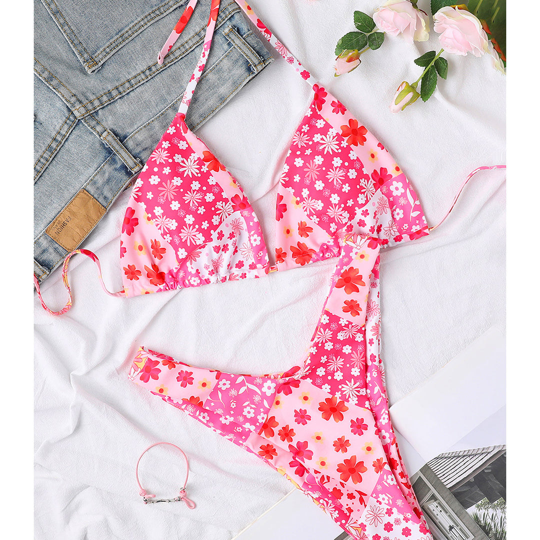 Damen Triangel-Bikini mit floralem Design und hohem Beinausschnitt Echo Archiv