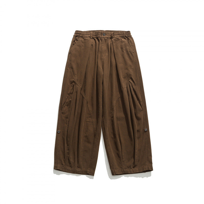 Unisex Weite Plissee-Culottehose mit elastischem Bund, tiefen Eingrifftaschen und legerer 3/4‑Länge Echo Archiv
