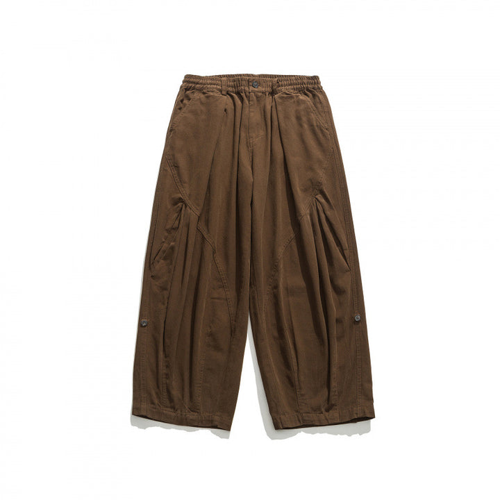 Unisex Weite Plissee-Culottehose mit elastischem Bund, tiefen Eingrifftaschen und legerer 3/4‑Länge Echo Archiv