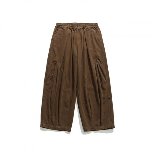 Unisex Weite Plissee-Culottehose mit elastischem Bund, tiefen Eingrifftaschen und legerer 3/4‑Länge Echo Archiv
