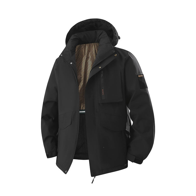 Herren Wasserdichte Outdoor-Multifunktionsjacke mit Kapuze & Fleece-Innenfutter Echoarchiv
