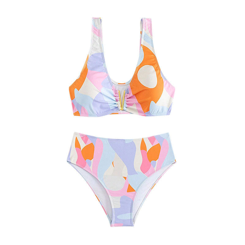 Damen Bikini-Set mit modischem V-Ausschnitt und hohem Taillenschnitt Echo Archiv