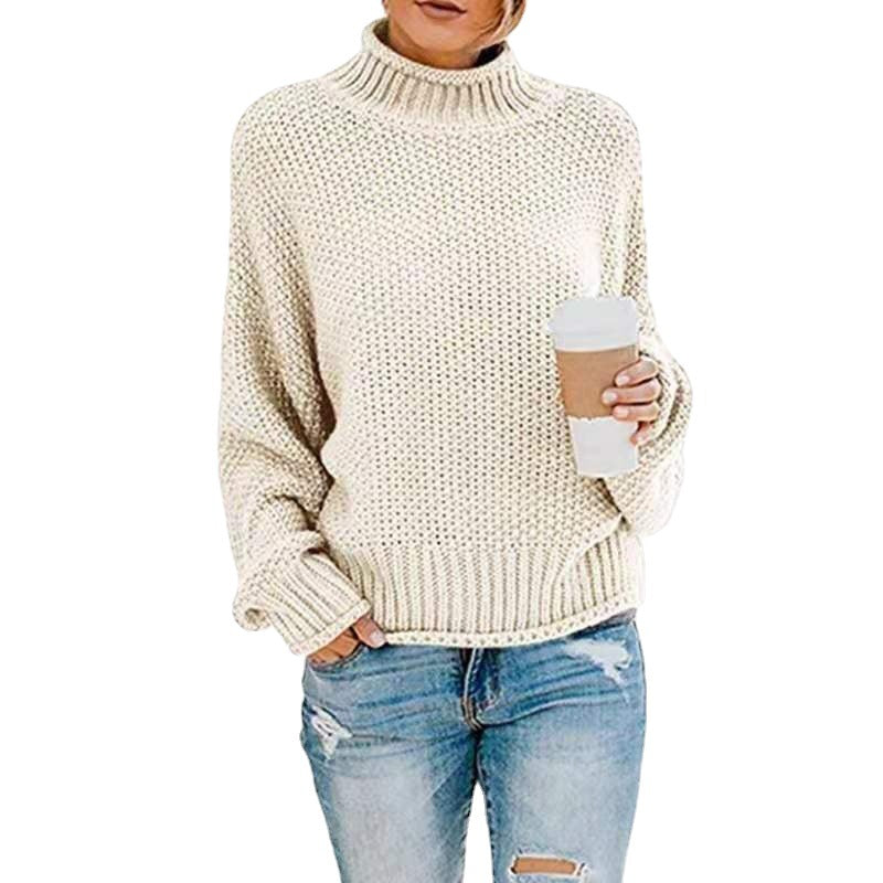 Damen Grobgestrickter Boxy-Rollkragenpullover mit strukturierter Waffeloptik und geripptem Saum Echo Archiv