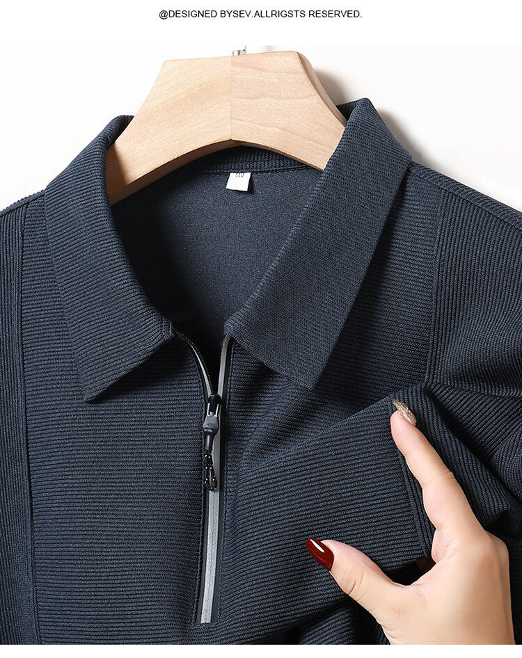 Herren lässiger Langarmpulli mit Halbreißverschluss und strukturiertem Design Echoarchiv