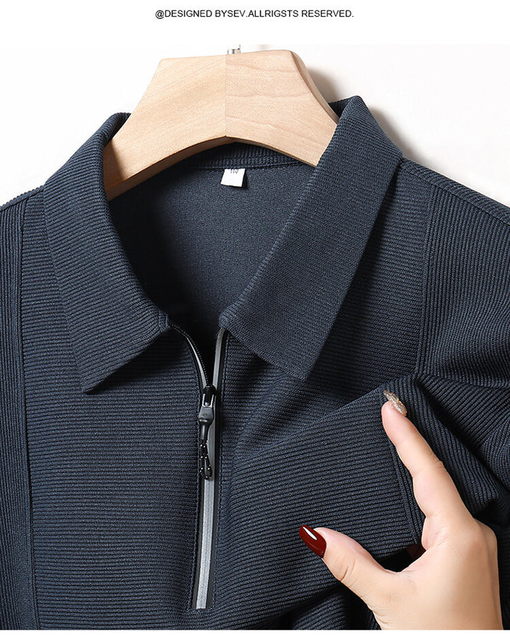 Herren lässiger Langarmpulli mit Halbreißverschluss und strukturiertem Design Echoarchiv
