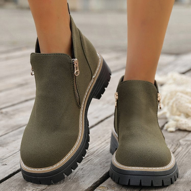 Damen Ankle-Boots mit grober Profilsohle und seitlichem Reißverschluss – Varelle