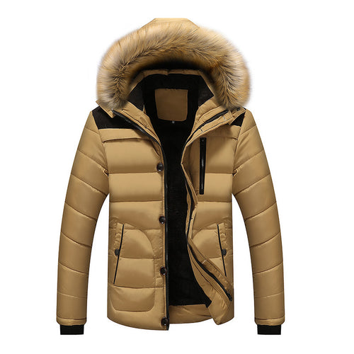 Herren Isolierter Steppparka mit Kunstfellkapuze, verdeckter Zip- und Druckknopfleiste – Montevé
