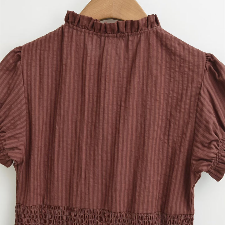 Damen Kurzarmbluse mit Rüschendetails und gerafftem Design Echo Archiv