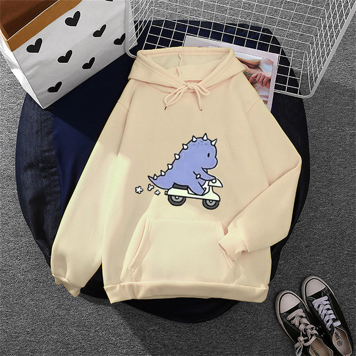 Damen Kapuzenpullover im Relaxed-Fit mit botanischer Frucht-Illustration und Kängurutasche – Auréline