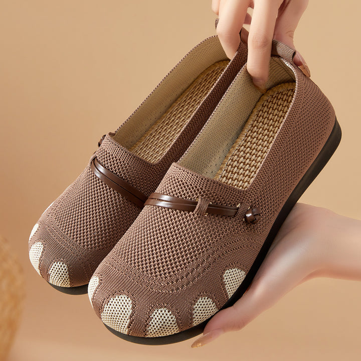 Damen nan gestrickter Komfort-Slipper mit Zehenoptik, elastischem Einstieg und stoßdämpfender EVA-Sohle Echo Archiv