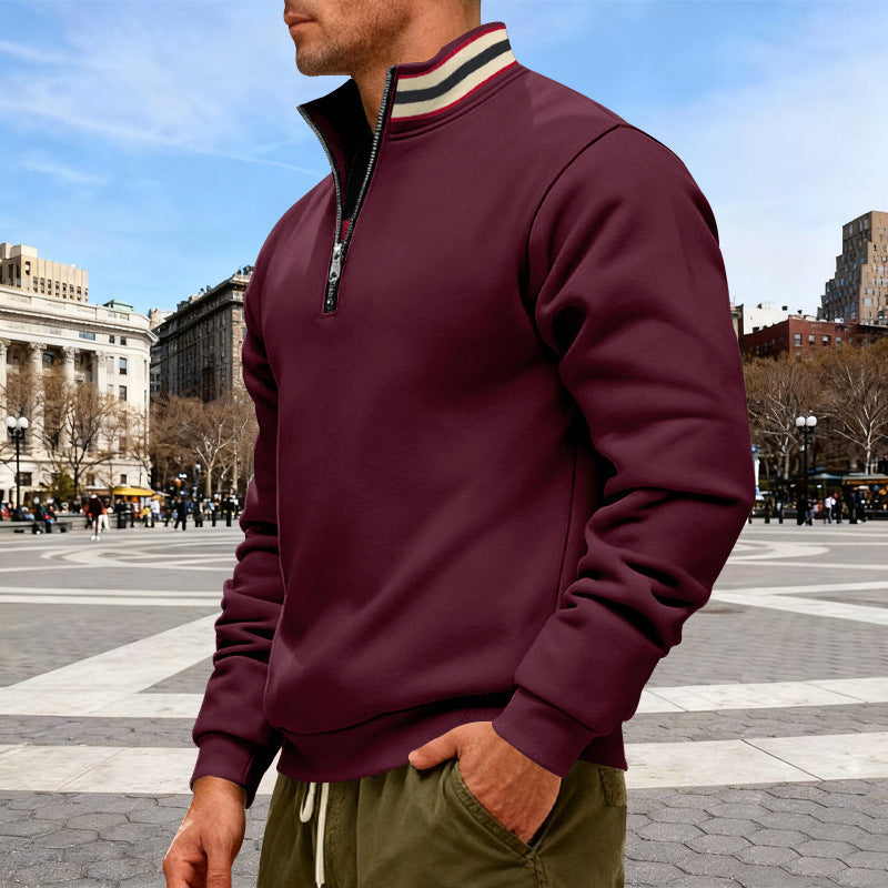 Herren nan Halbzip-Sweatshirt mit sportivem Ringkragen und weichem Fleece-Innenfutter Echo Archiv