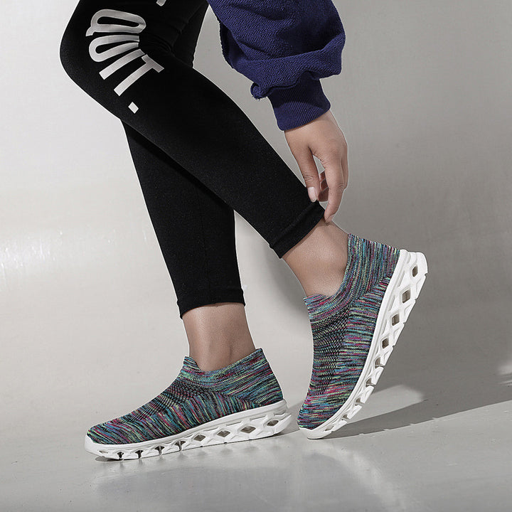 Unisex Leichter Slip-On Strick-Freizeitschuh mit wabenförmiger Hohlkammer-Sohle Echoarchiv