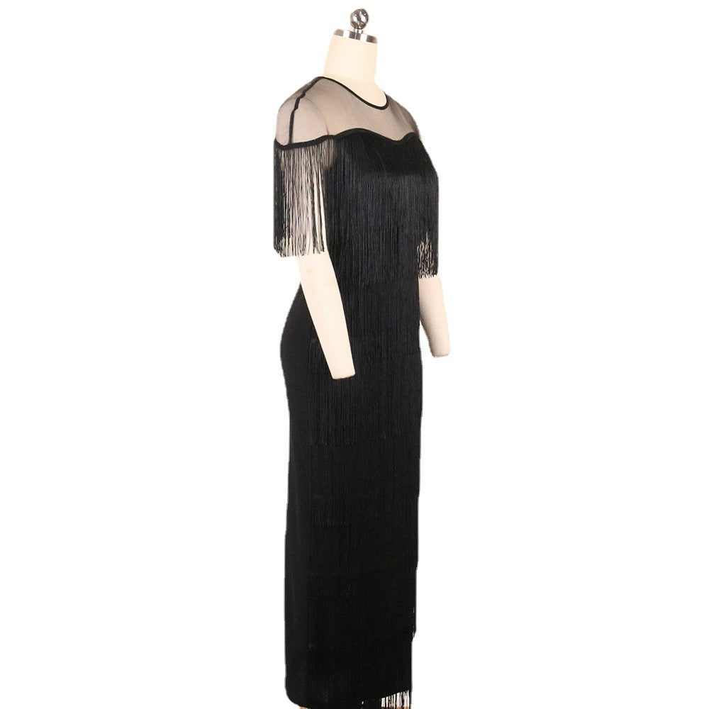 Damen elegantes Fransen Abendkleid Echo Archiv