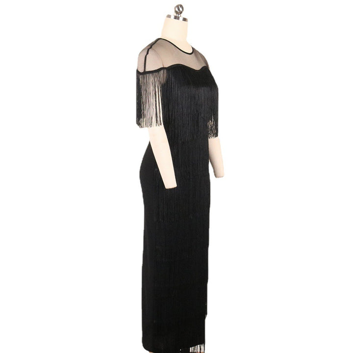 Damen Fransen Maxikleid mit halber Transparenz Echo Archiv