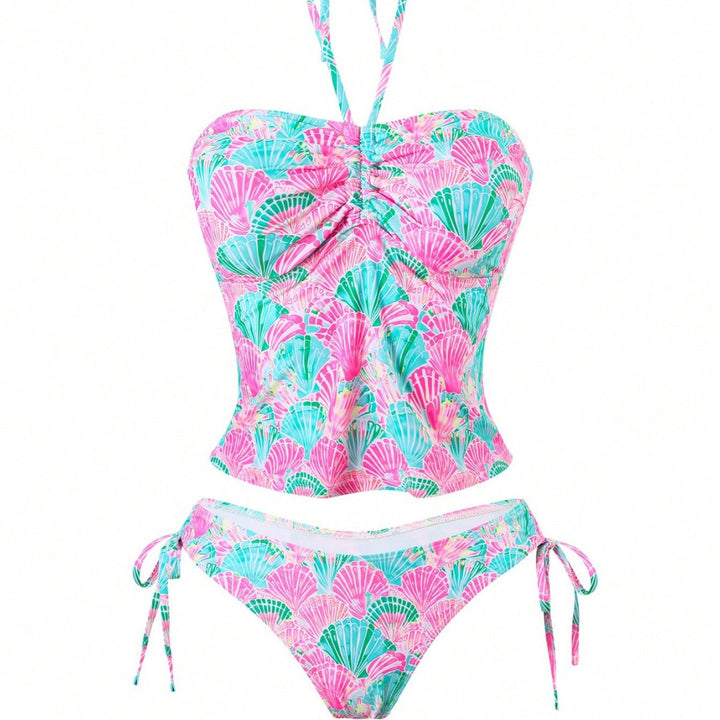 Damen Bandeau-Bikini mit verspieltem Muschelmuster und verstellbaren Trägern Echo Archiv