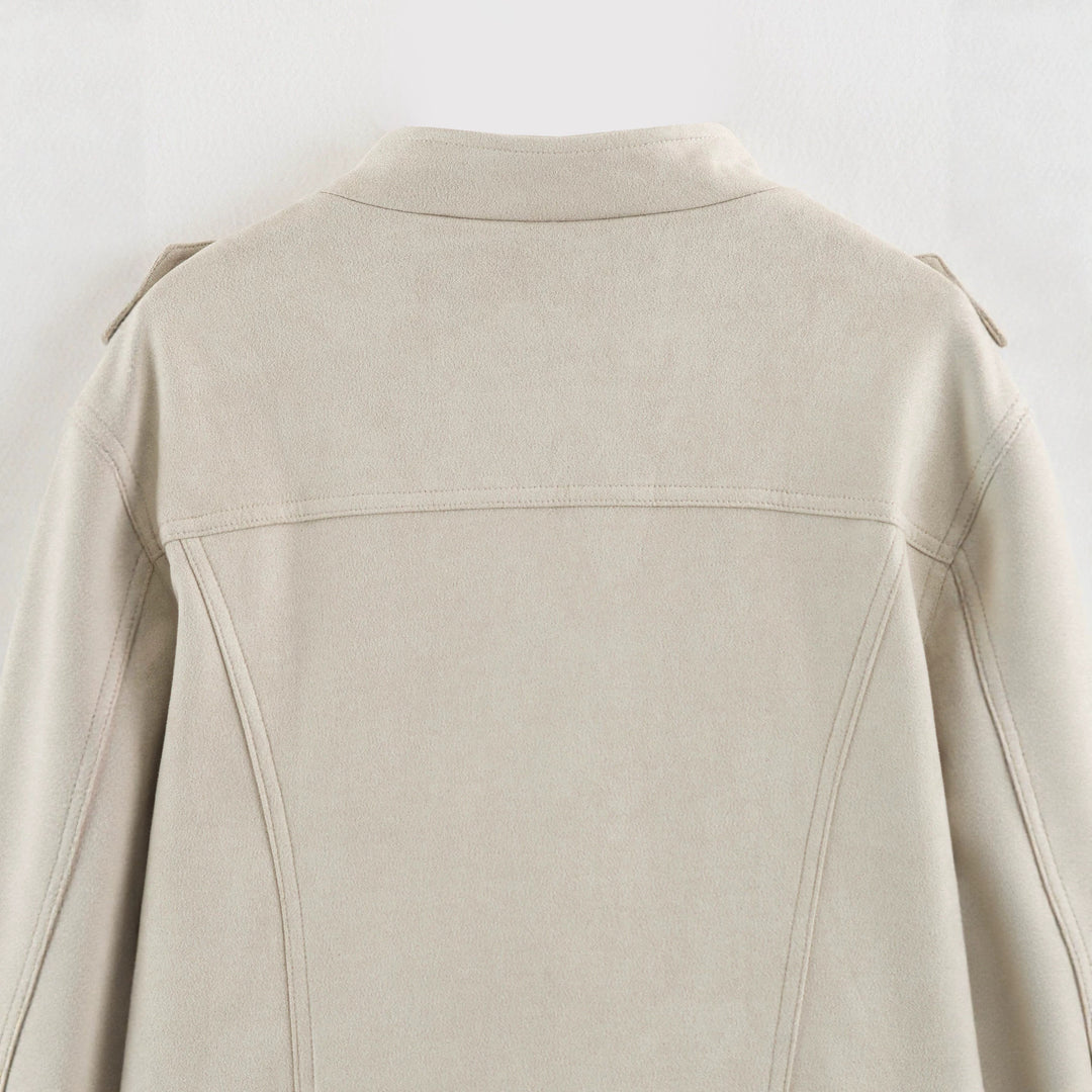 Damen Kurze Military-Jacke mit Zierknopfleiste und Stehkragen Echoarchiv