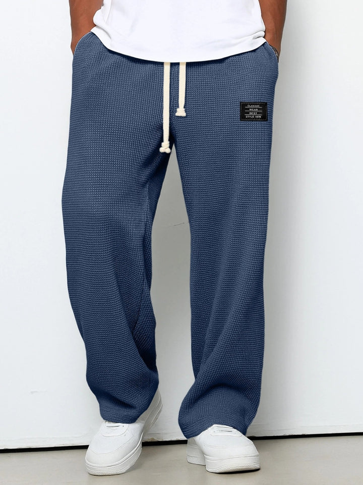 Herren nan lässige Waffelstrick Loungehose mit Kordelzug und geradem Schnitt Echo Archiv