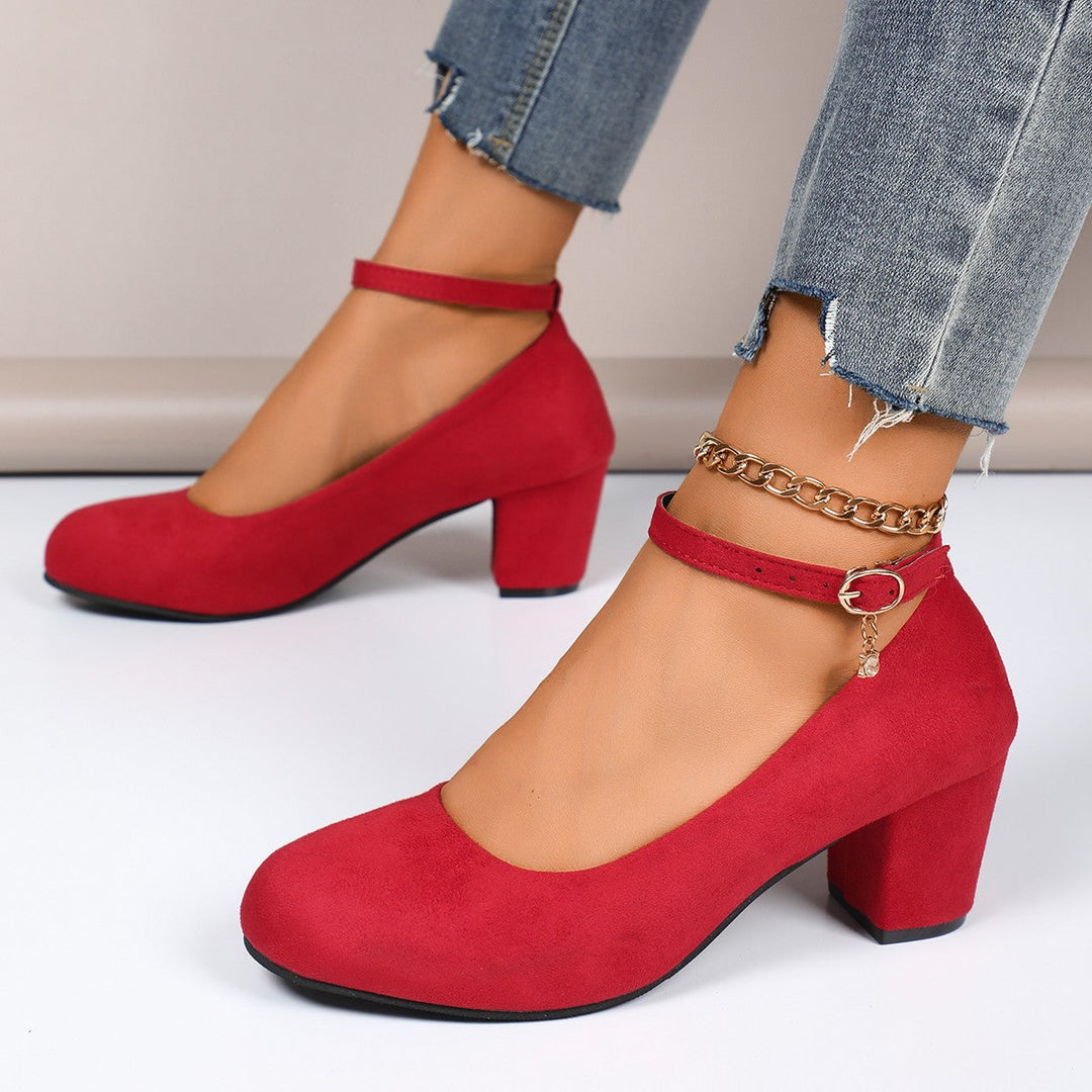 Damen Blockabsatz-Pumps mit verstellbarem Riemen und elegantem Stil Echoarchiv